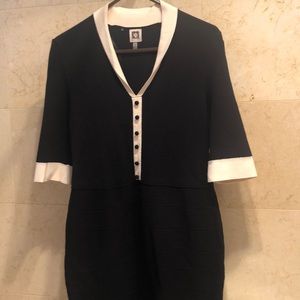Anne Klein Black Knit Collard Dress Size M